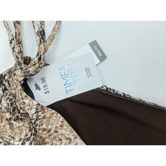 Time and Tru Snake Skin Brown Mid Rise Swim Bikini Bottom Plus Size 2X 20W-22W - Picture 3 of 6